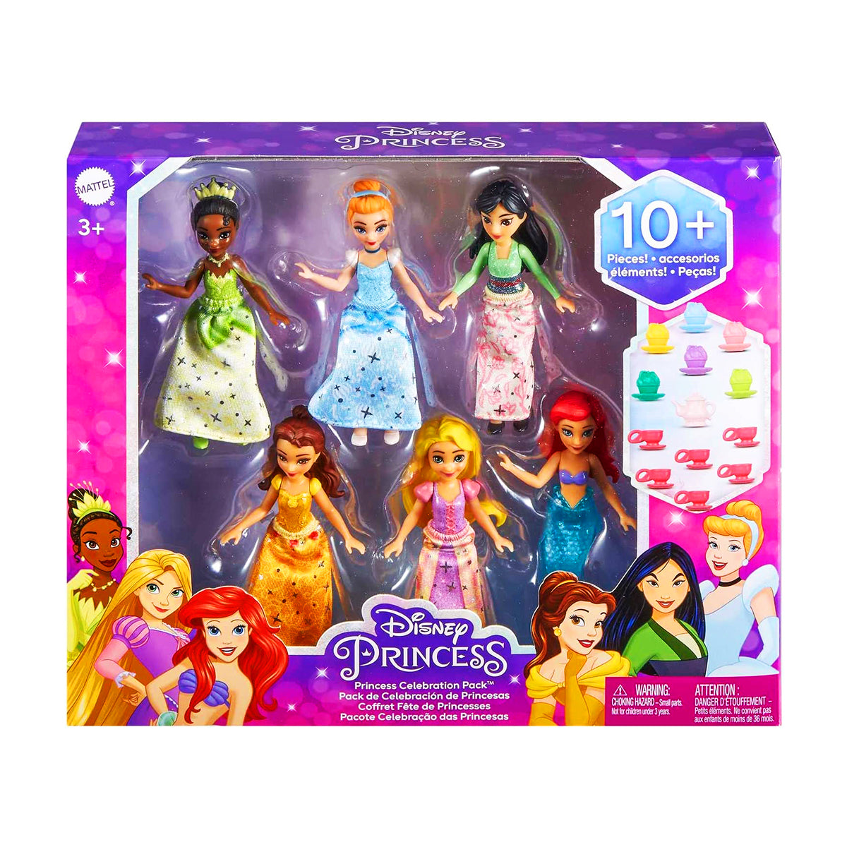 Disney Princess Toys, 6 Small Dolls And Accessories