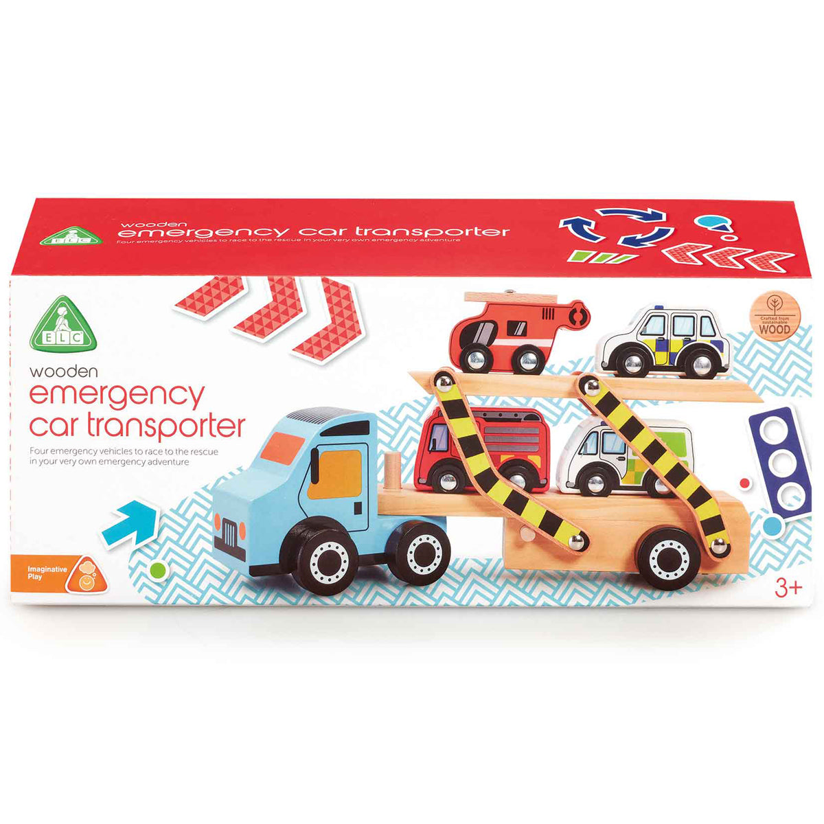 Early Learning Centre Wooden Emergency Car Transporter Vehicle