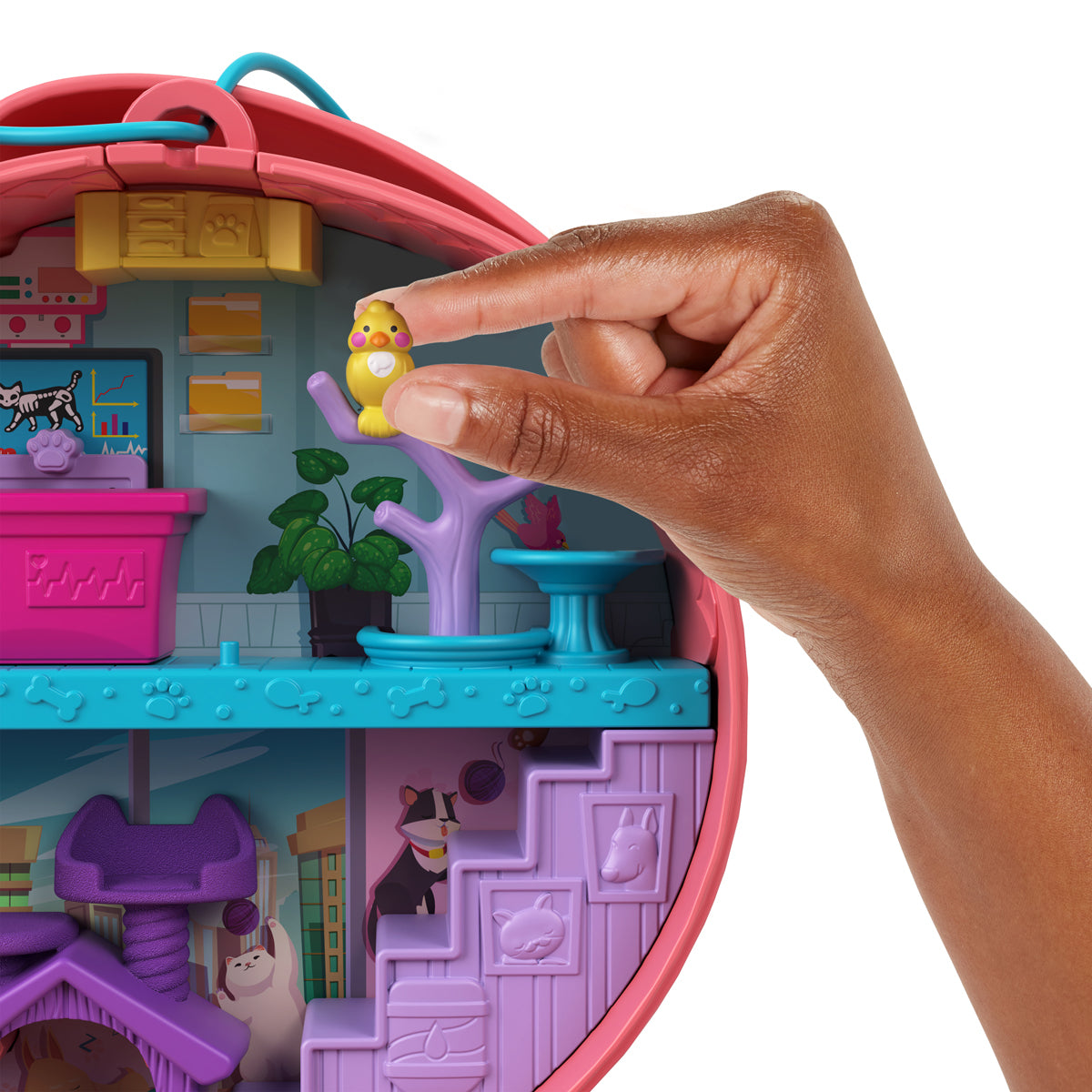 Polly Pocket Starring Shani Cuddly Cat Purse Compact Playset