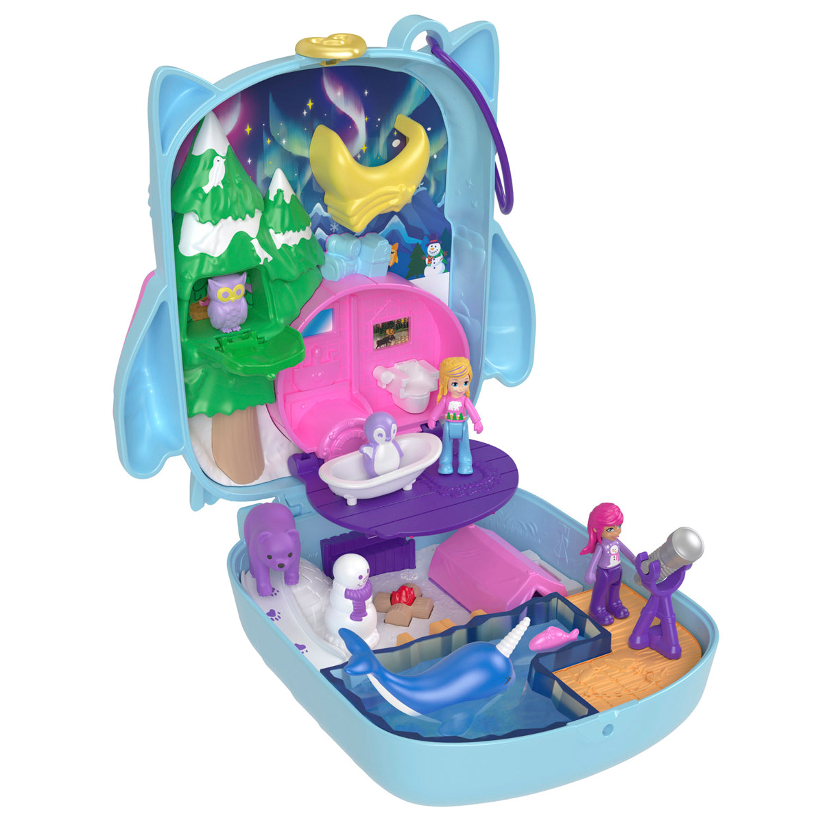 Polly Pocket Pajama Party Snowy Sleepover Owl Compact Playset