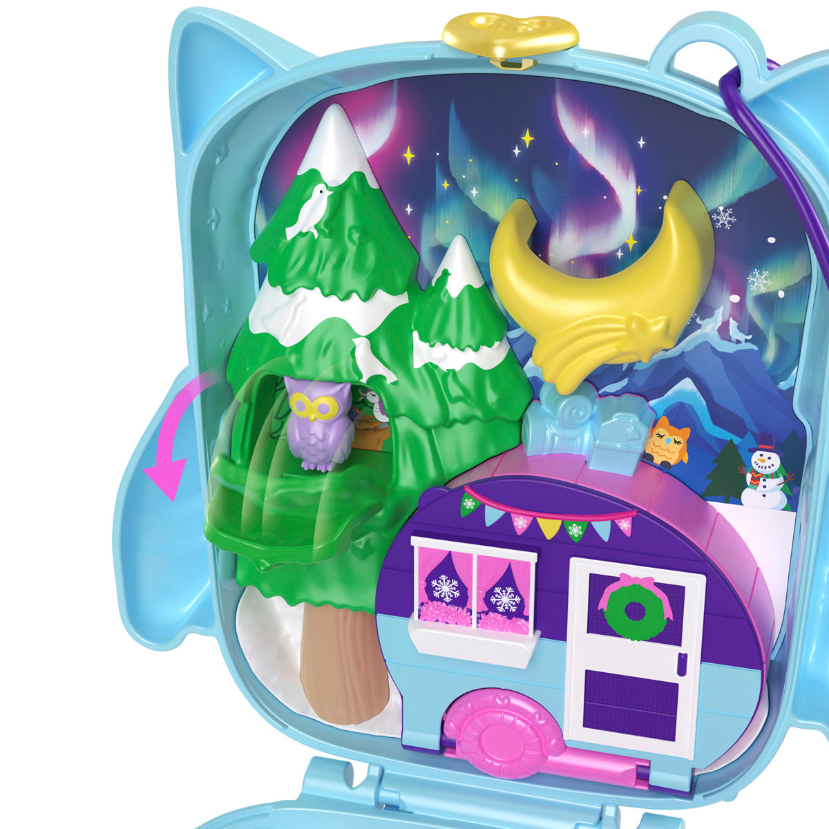 Polly Pocket Pajama Party Snowy Sleepover Owl Compact Playset