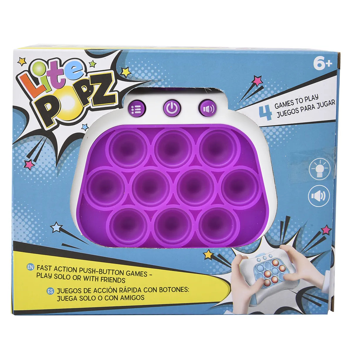Lite Popz Push Button Game - Purple